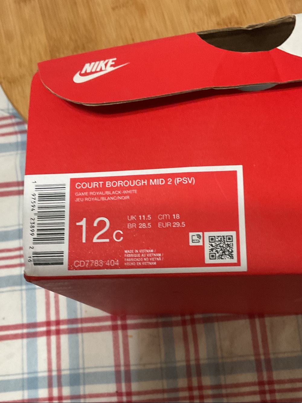 Nike Kids' High-Top Sneakers - Blue and Black court boroughs mid 2 size 12C - Picture 5 of 6